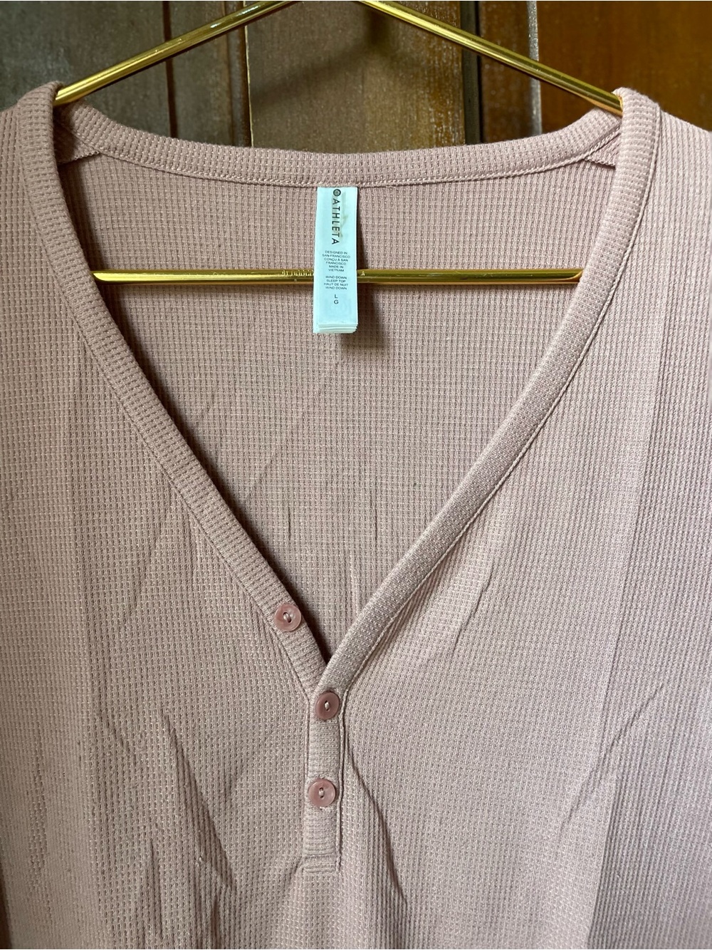 Fabletics women's large long sleeve pink henley top - Picture 3 of 6